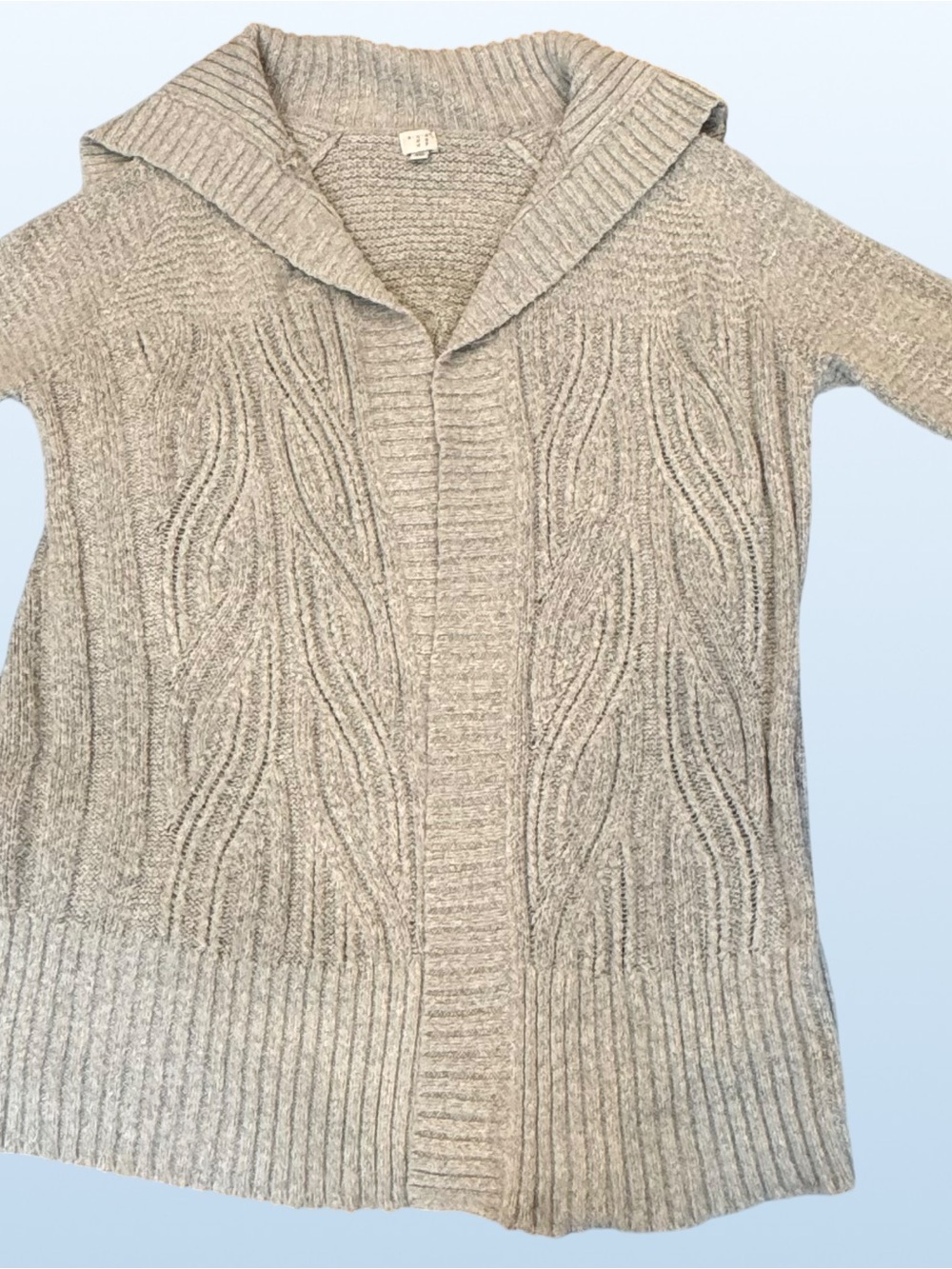 A New Day XXL Gray Cable Knit Long Cardigan Open Front Shawl Collar